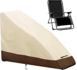 Zero Gravity Chair Cover Outdoor Folding Lawn Lounge Chair Covers 420D Oxford Waterproof Patio Furniture Protector for Folding Recliner - Beige (58x26x44 Inches)