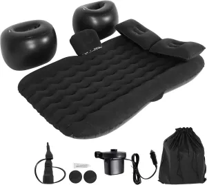 Zerone SUV Air Mattress Soft Flocking PVC Inflatable Car Air Mattress Ripple Design Portable Inflatable Car Mattress for Various Car, SUVs, MPVs etc. (Black)