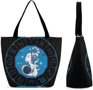 Zodiac Sign Taurus Hobo Handbags With Zipper Women's Tote Handbags