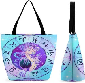 Zodiac Sign Virgo Hobo Handbags With Zipper Women's Tote Handbags