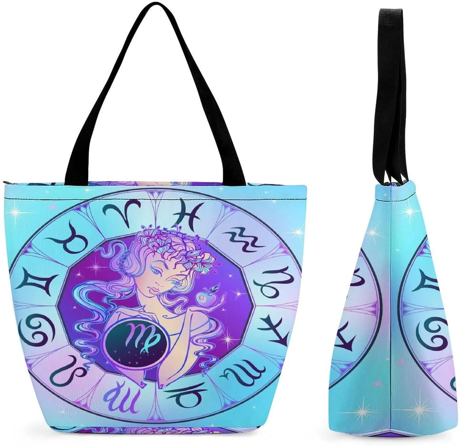 Zodiac Sign Virgo Hobo Handbags With Zipper Women's Tote Handbags