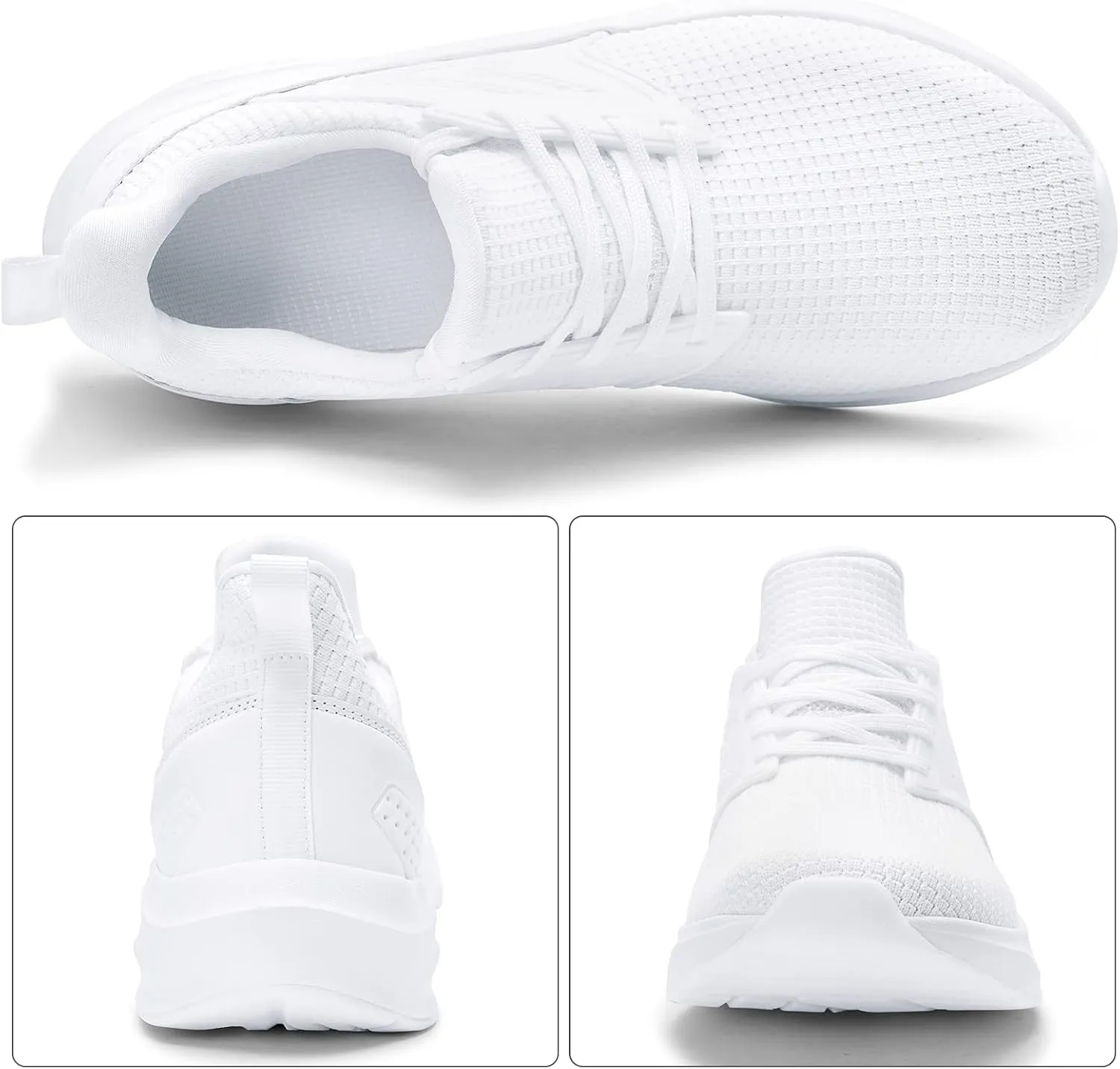 ZZS Mens White Sneaker Tennis Shoes - Slip On Running Shoes Lightweight Casual Walking Shoes for Athletic Workout Gym