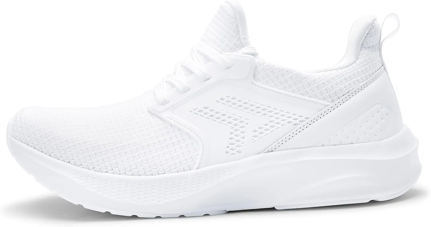 ZZS Mens White Sneaker Tennis Shoes - Slip On Running Shoes Lightweight Casual Walking Shoes for Athletic Workout Gym