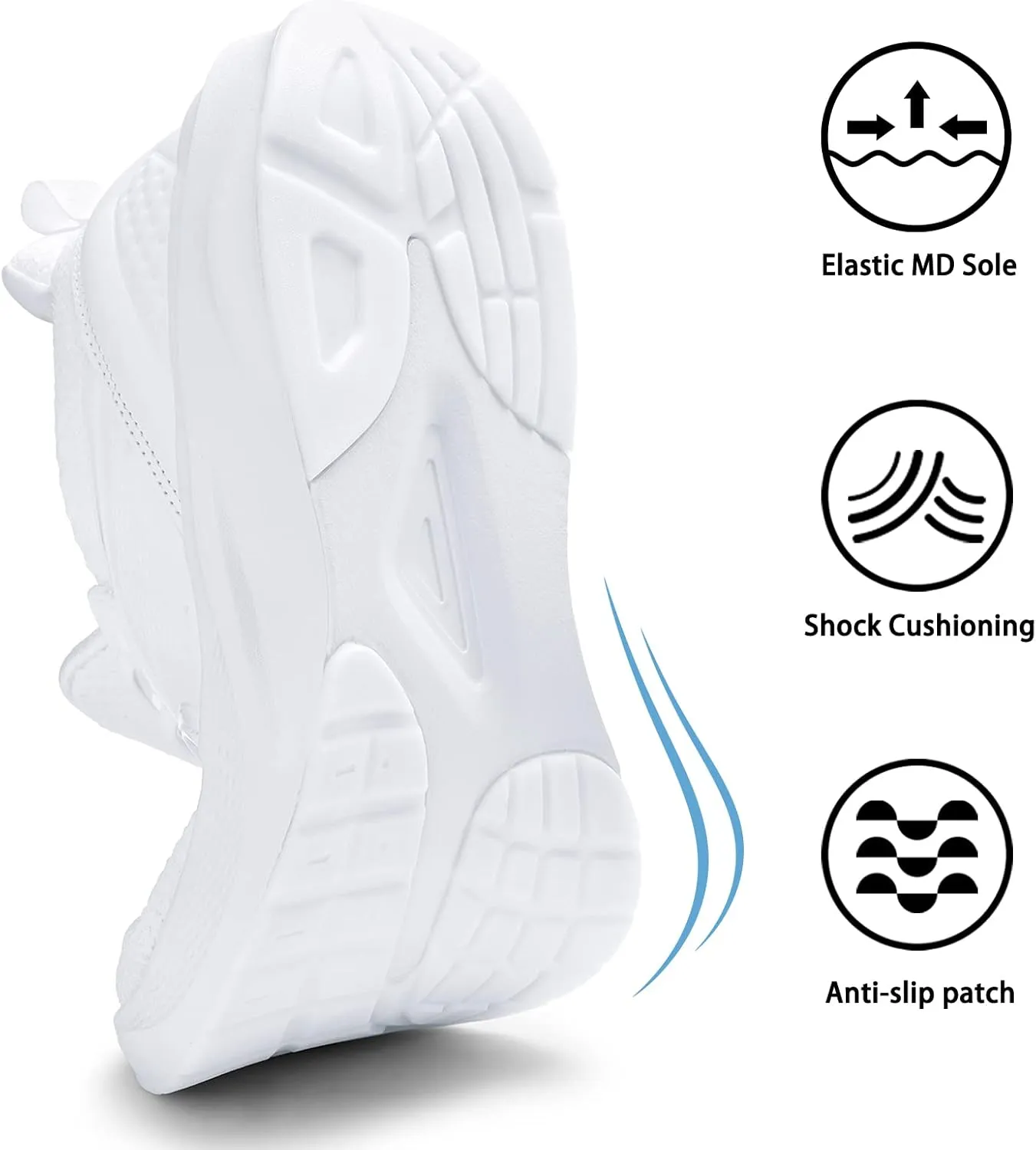 ZZS Mens White Sneaker Tennis Shoes - Slip On Running Shoes Lightweight Casual Walking Shoes for Athletic Workout Gym