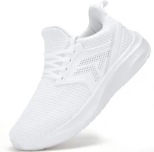 ZZS Mens White Sneaker Tennis Shoes - Slip On Running Shoes Lightweight Casual Walking Shoes for Athletic Workout Gym